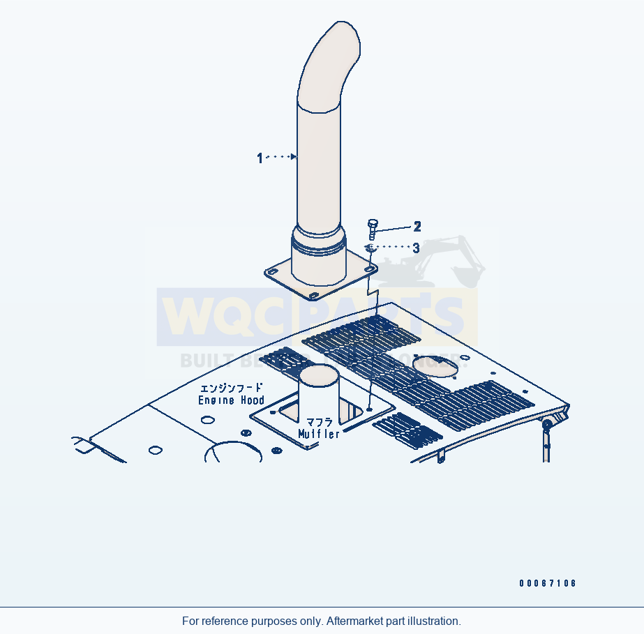 Komatsu WA250-6 Exhaust Pipe (For Rops Canopy) Serial 75001-UP parts diagram