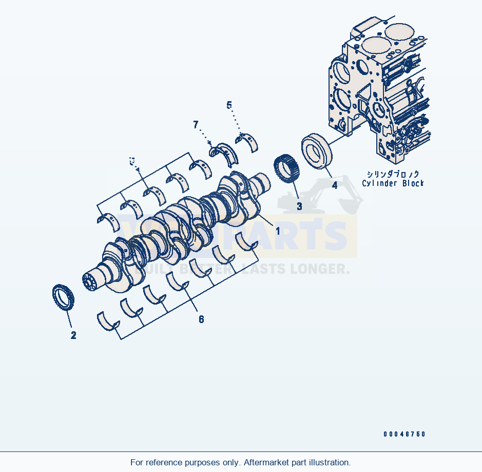 Komatsu WA250-6 Crankshaft Serial 75001-UP parts diagram