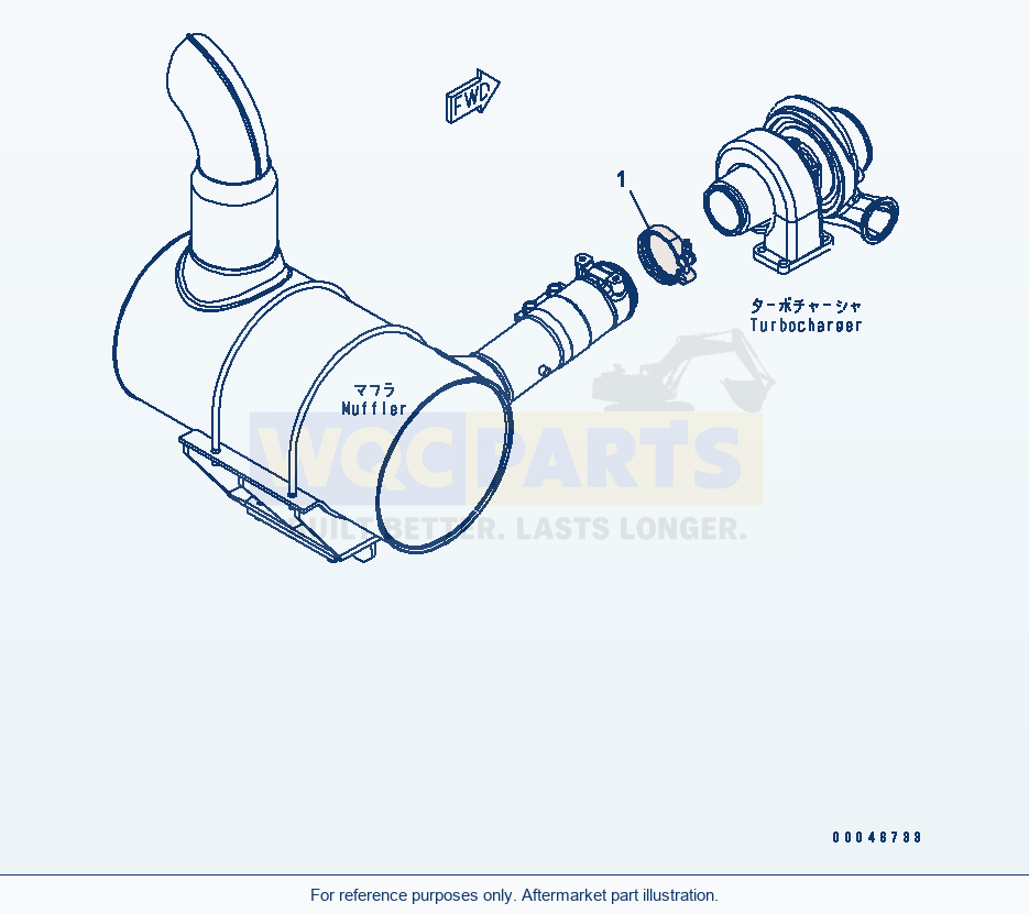 Komatsu WA250-6 Exhaust Connector Clamp Serial 75001-UP parts diagram