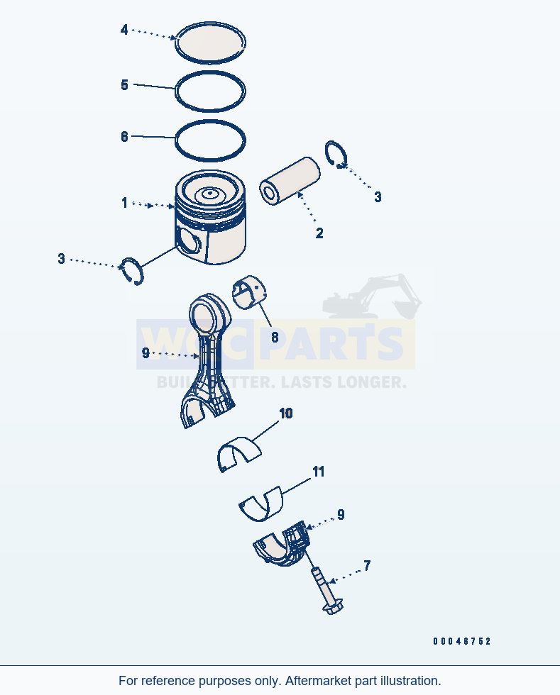 Komatsu WA250-6 Piston And Connecting Rod Serial 75001-UP parts diagram