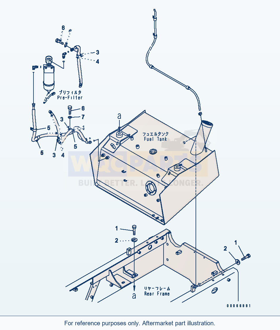 Komatsu WA250-6 Fuel Tank (Mounting Parts) Serial 75001-UP parts diagram