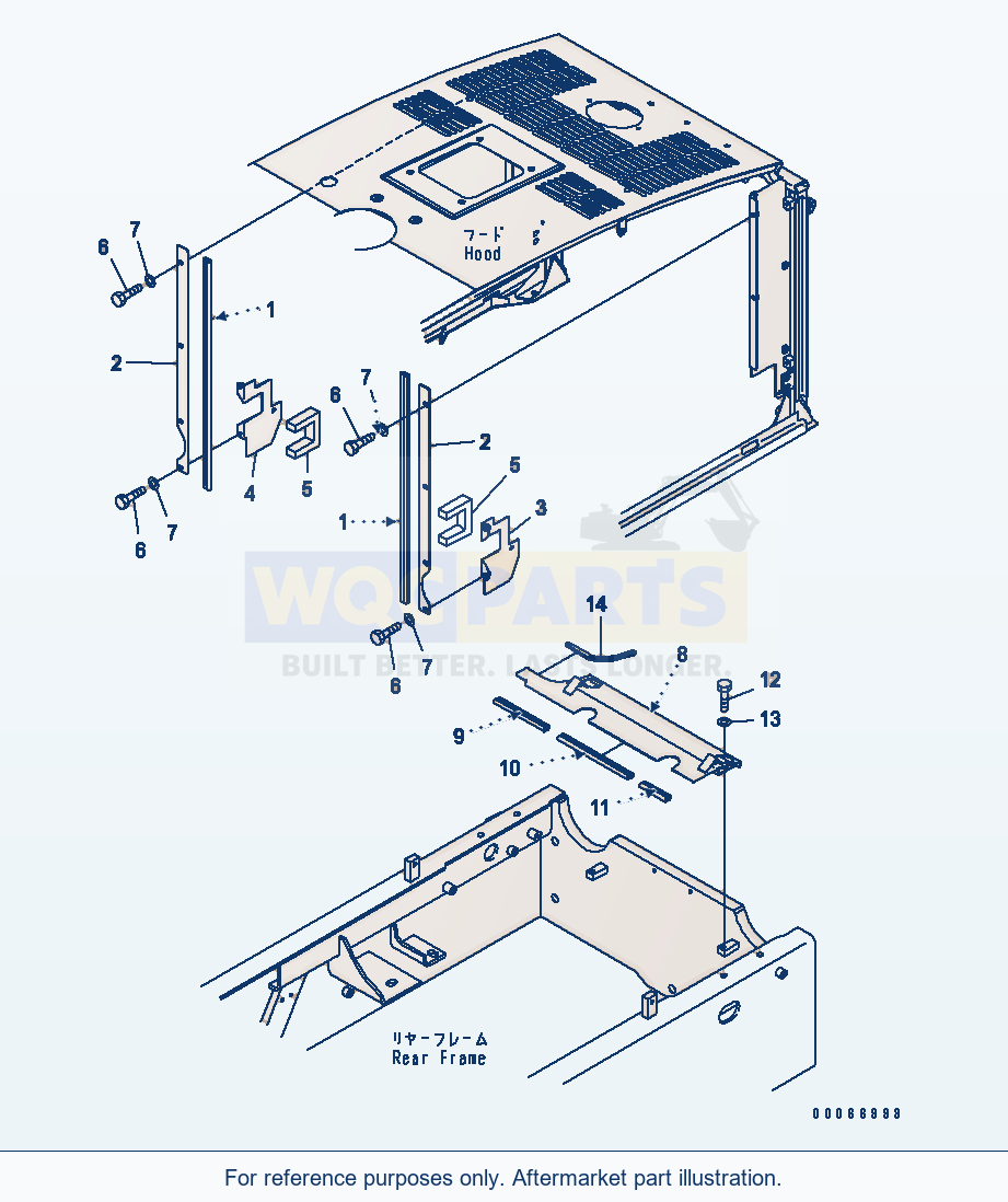 Komatsu WA250-6 Hood (Buffle Plate) Serial 75001-UP parts diagram