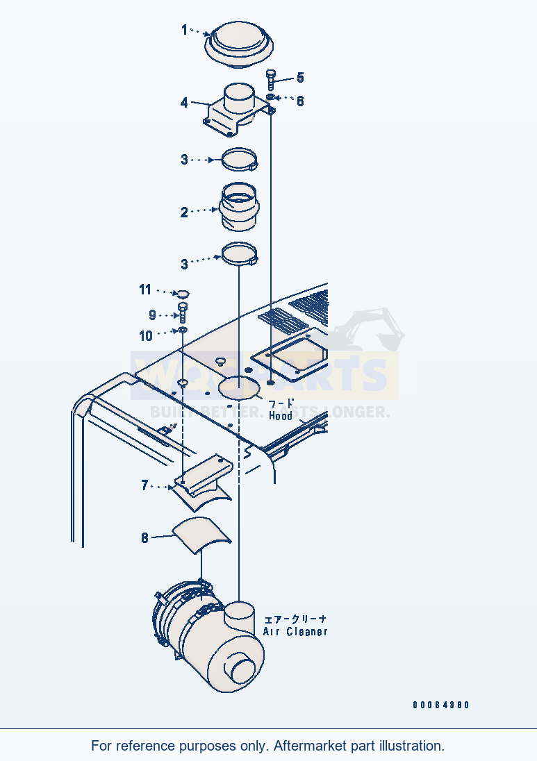 Komatsu WA250-6 Hood (Cap) Serial 75001-UP (FOR NORTH AMERICA) parts diagram