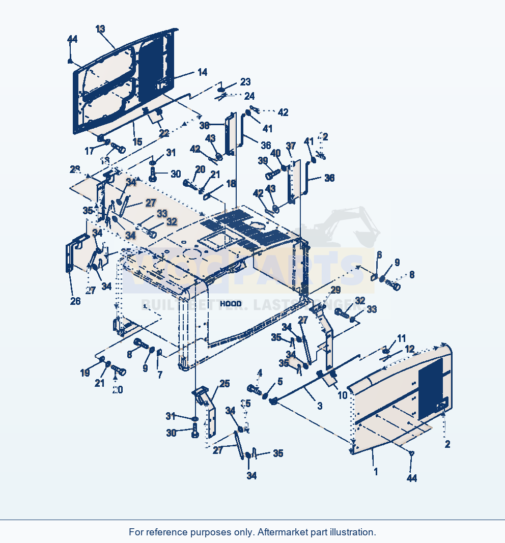 Komatsu WA250-6 Hood Door And Spring parts diagram