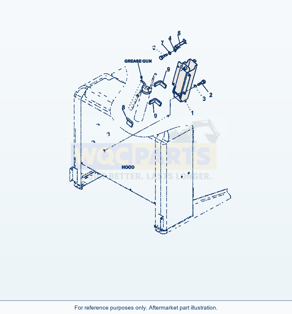 Komatsu WA250-6 Hood Grease Gun Holder parts diagram