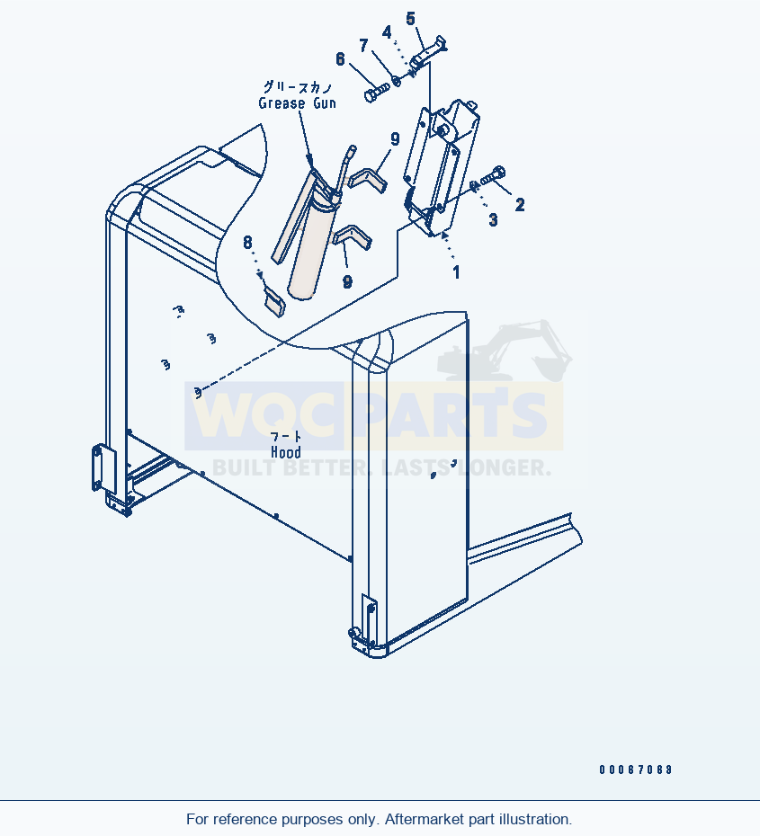 Komatsu WA250-6 Hood (Grease Gun) Serial 75001-UP parts diagram