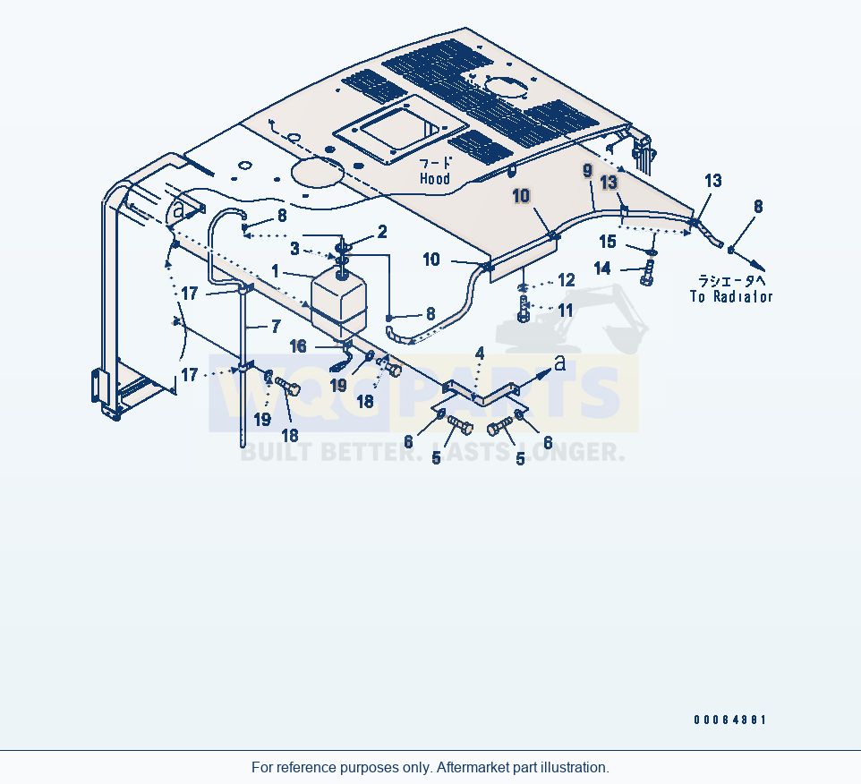 Komatsu WA250-6 Hood (Radiator Piping) Serial 75001-UP parts diagram