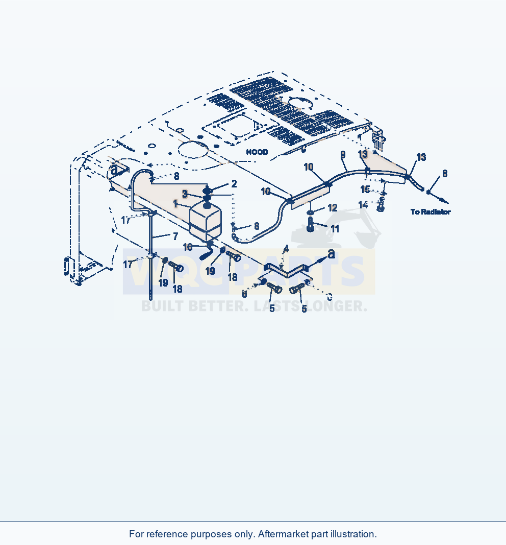 Komatsu WA250-6 Hood Radiator Piping parts diagram