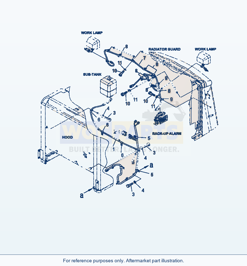 Komatsu WA250-6 Hood Wiring Harness parts diagram