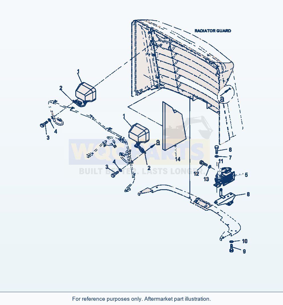 Komatsu WA250-6 Hood Work Lamp And Back-Up Alarm parts diagram