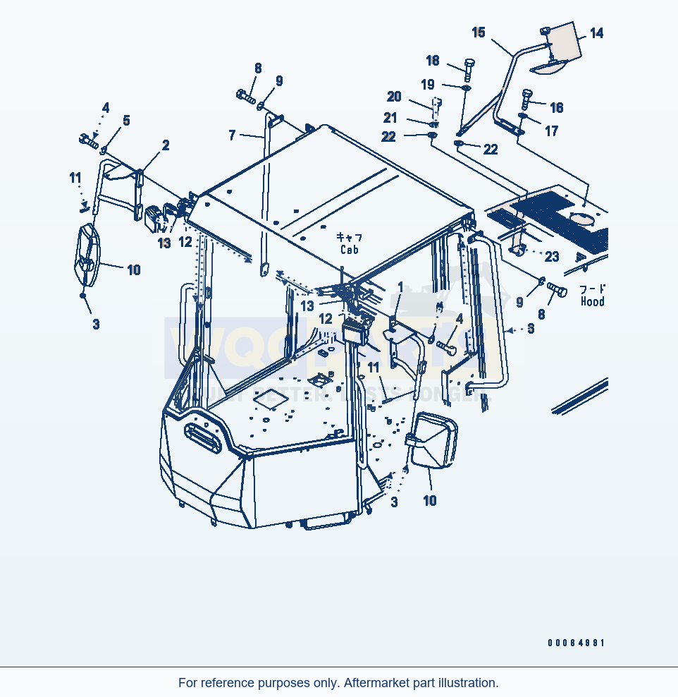 Komatsu WA250-6 Mirror (For Rops Cab) Serial 75001-UP parts diagram