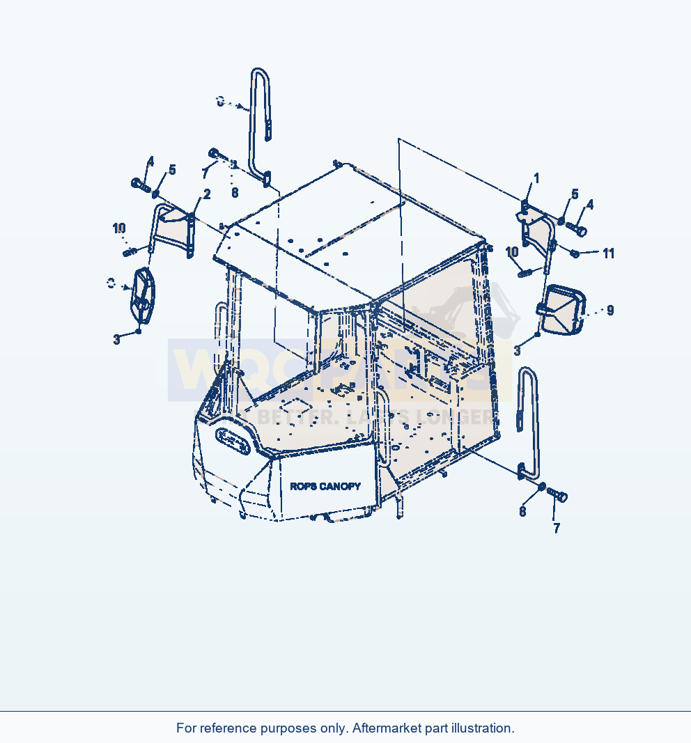 Komatsu WA250-6 Mirror Rops Canopy parts diagram