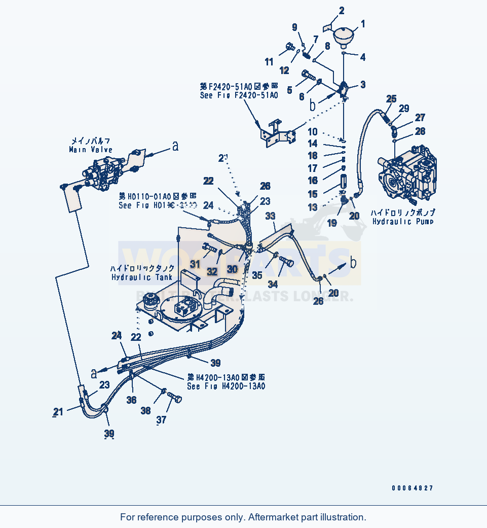 Komatsu WA250-6 Hydraulic Piping (Accumlator) Serial 75001-UP parts diagram