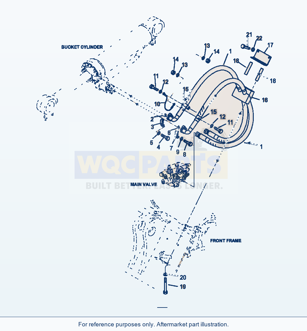 Komatsu WA250-6 Hydraulic Piping Bucket Cylinder Piping parts diagram
