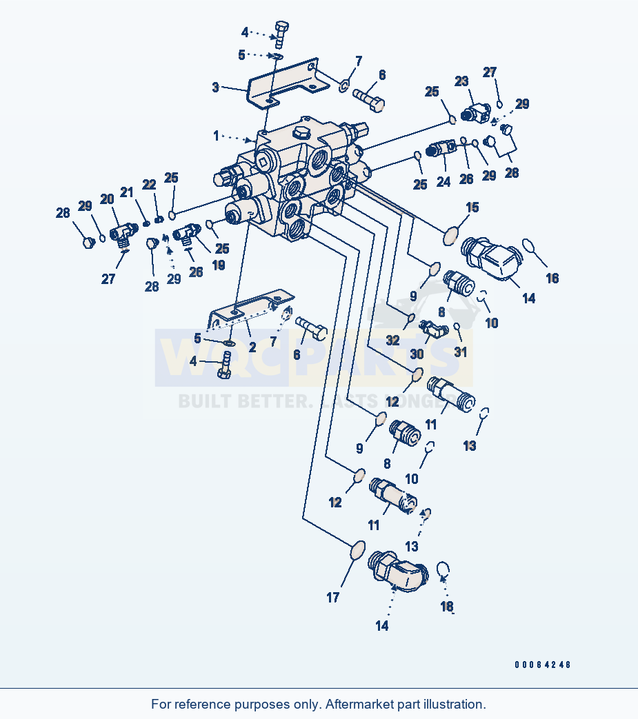 Komatsu WA250-6 Main Valve (For 2 Valve) Serial 75001-UP parts diagram