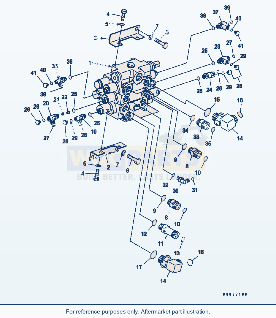 Komatsu WA250-6 Main Valve (For 3 Valve) parts diagram
