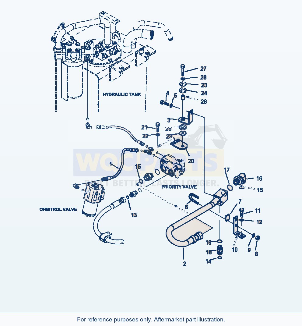 Komatsu WA250-6 Steering Valve Piping (Emergency Steering) parts diagram