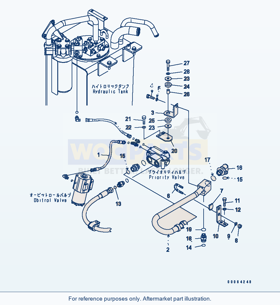 Komatsu WA250-6 Steering Valve (Piping) Serial 75001-UP parts diagram