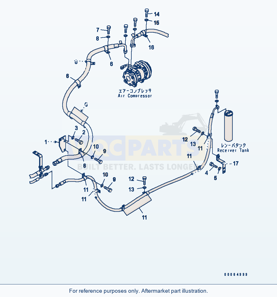 Komatsu WA250-6 Air Conditioner (Piping) Serial 75001-UP parts diagram