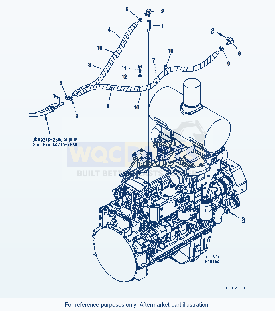 Komatsu WA250-6 Heater Pipng Serial 75001-UP parts diagram
