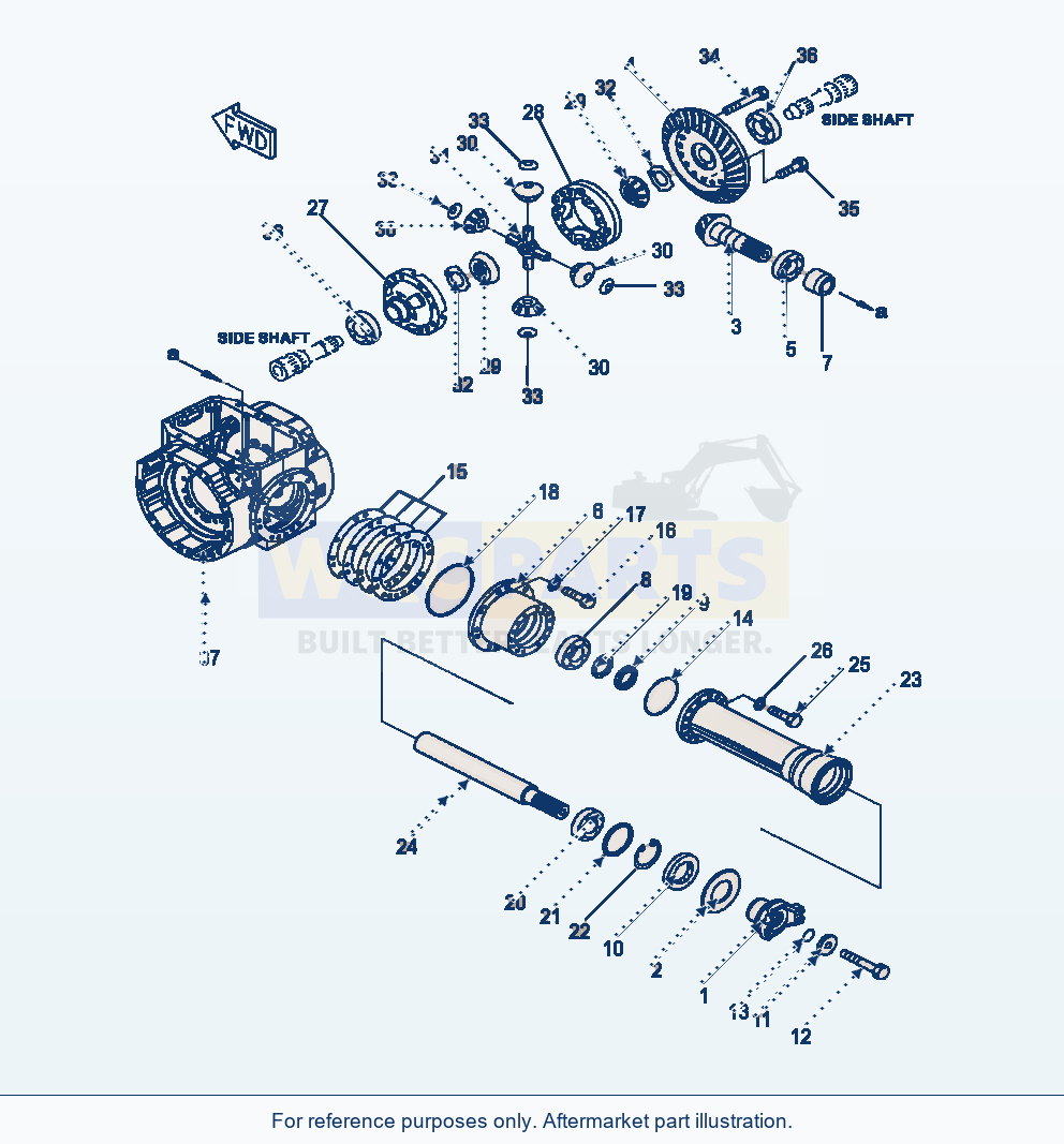 Komatsu WA250-6 Front Axle Differential parts diagram
