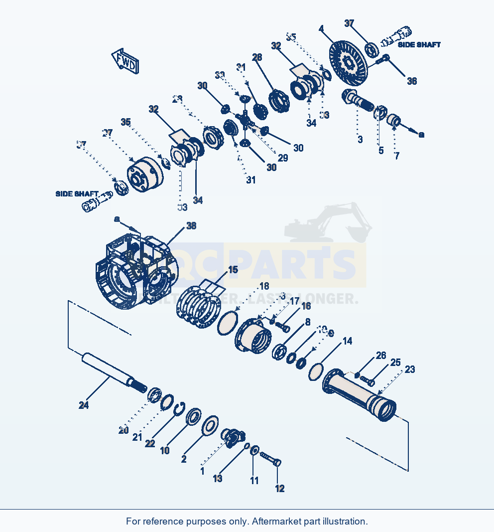 Komatsu WA250-6 Front Axle Limited Slip Differential (Lsd) parts diagram