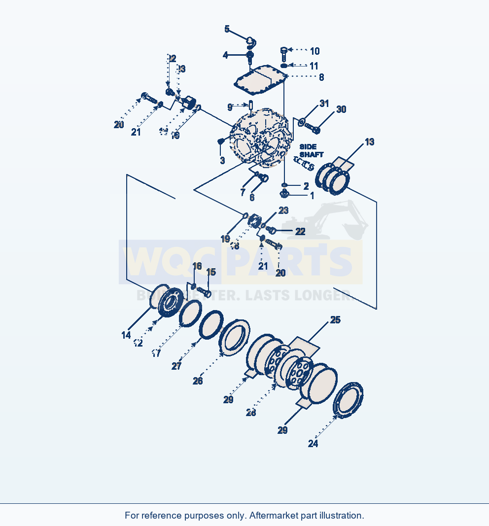 Komatsu WA250-6 Rear Axle Cover And Brake parts diagram