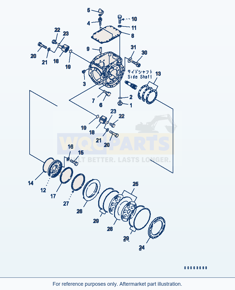 Komatsu WA250-6 Rear Axle (Cover And Brake) Serial 75001-UP parts diagram