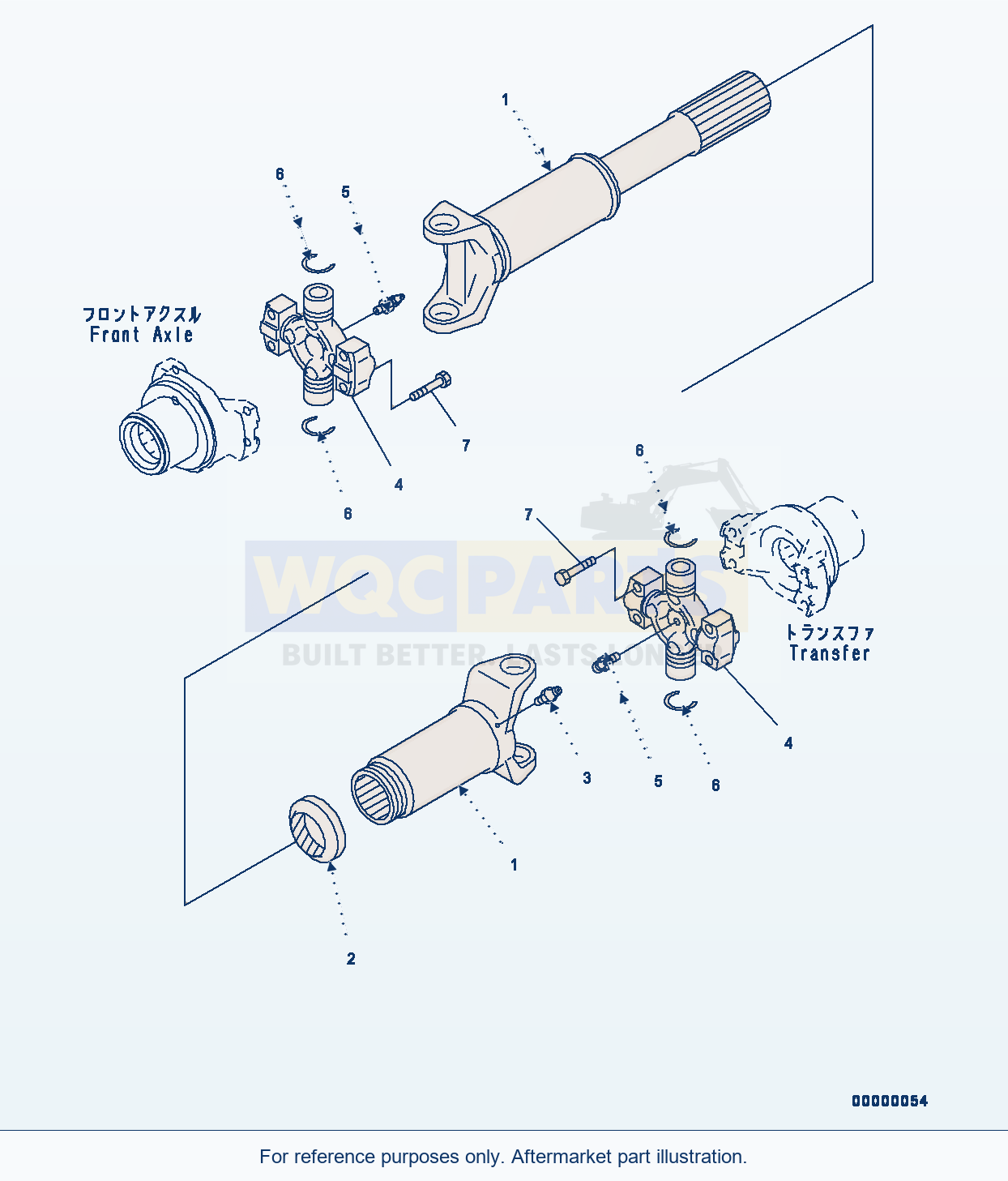 Komatsu WA250-6 Drive Shaft, Front (#75053-) Serial 75053-UP parts diagram