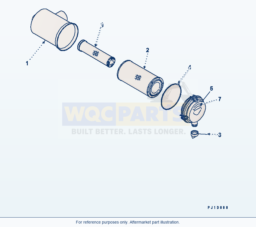 Komatsu WA250-6 Air Cleaner (Inner Parts) Serial 75001-UP parts diagram
