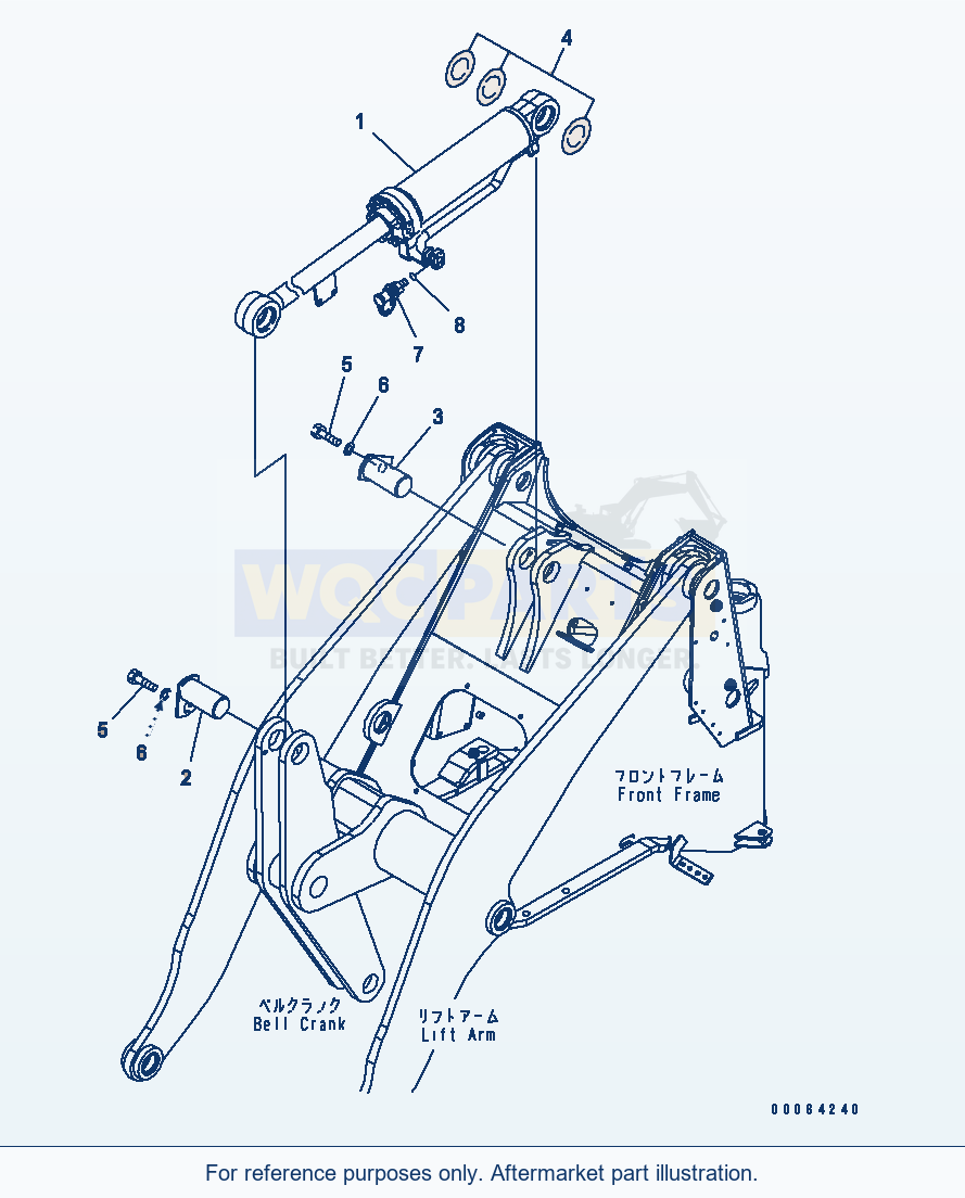 Komatsu WA250-6 Bucket Cylinder (High Lift) Serial 75001-UP parts diagram