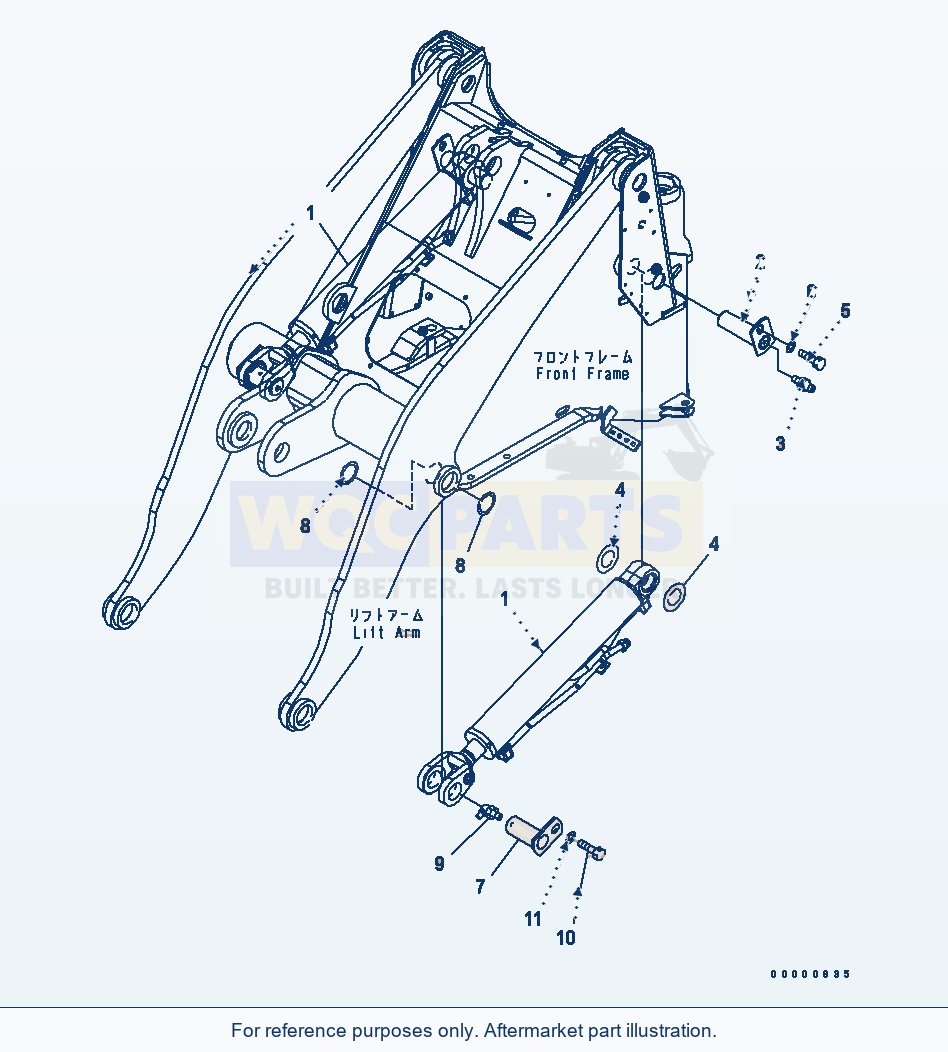 Komatsu WA250-6 Lift Cylinder Serial 75001-UP parts diagram