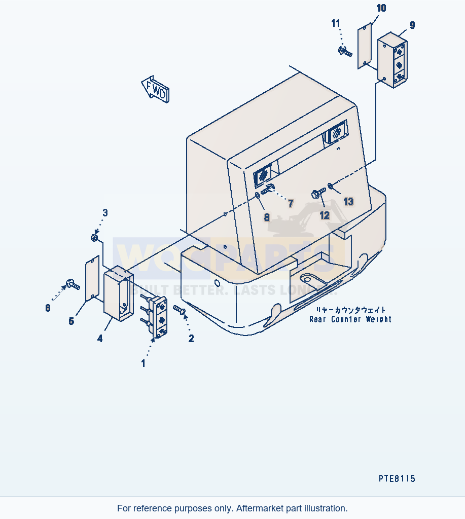 Komatsu WA250L-3 Electrical Sytem — Battery Box (Rear Lamp) parts diagram