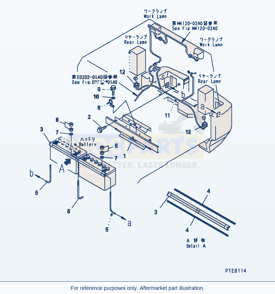 Komatsu WA250L-3 Battery Box (Box And Battery Mounting) parts diagram