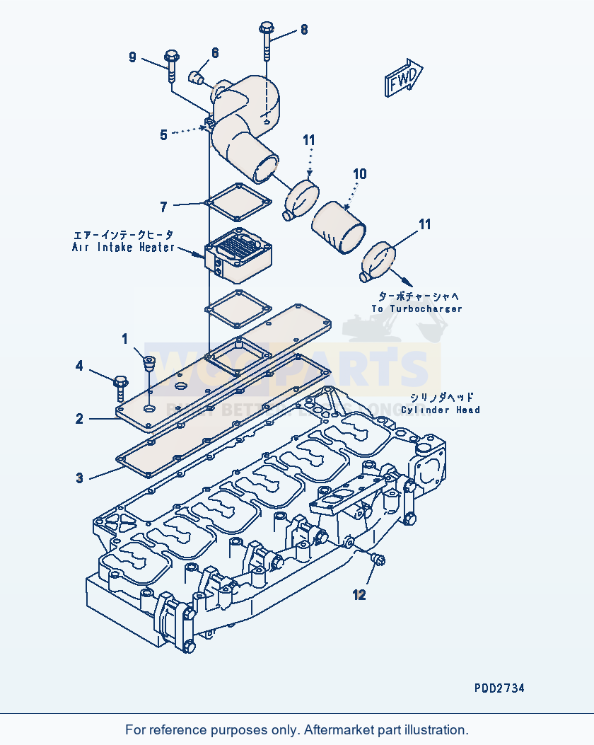 Komatsu WA250L-3 Air Connector(#26203604-) parts diagram