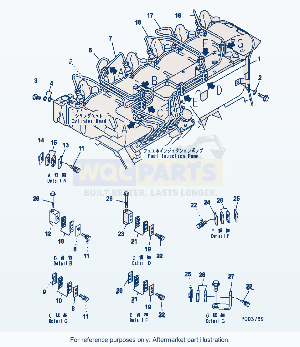 Komatsu WA250L-3 Injection Piping(#26232910-) parts diagram
