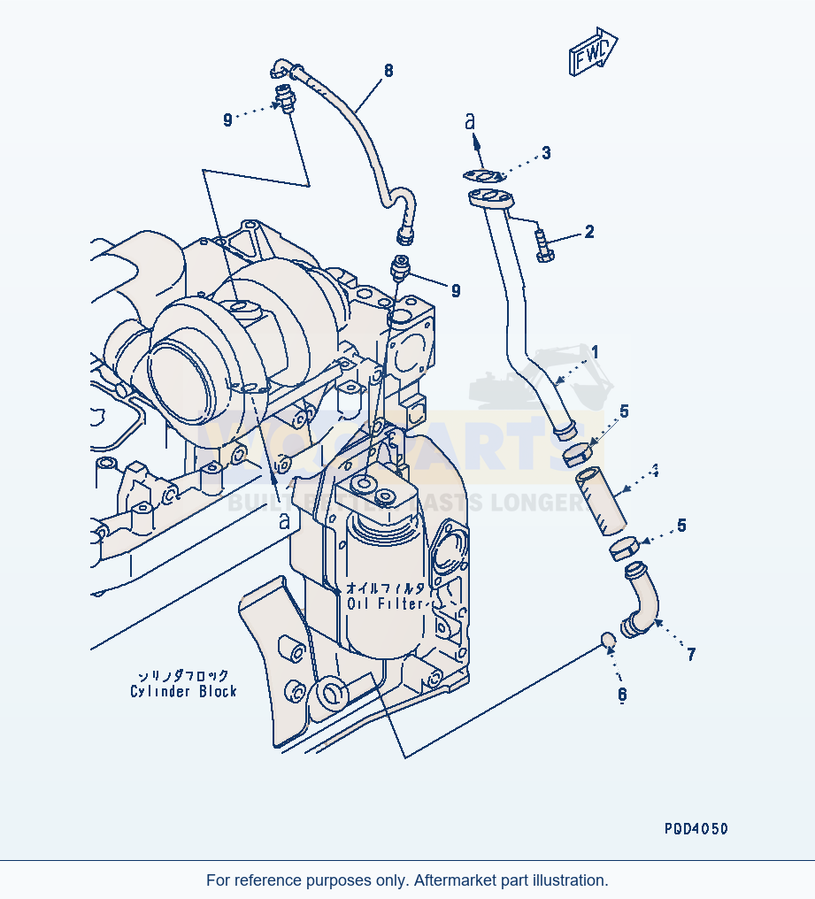 Komatsu WA250L-3 Turbocharger Oil Piping(#26238406-) parts diagram