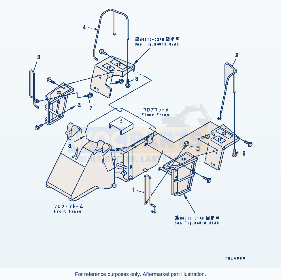 Komatsu WA250L-3 Hand Rail parts diagram