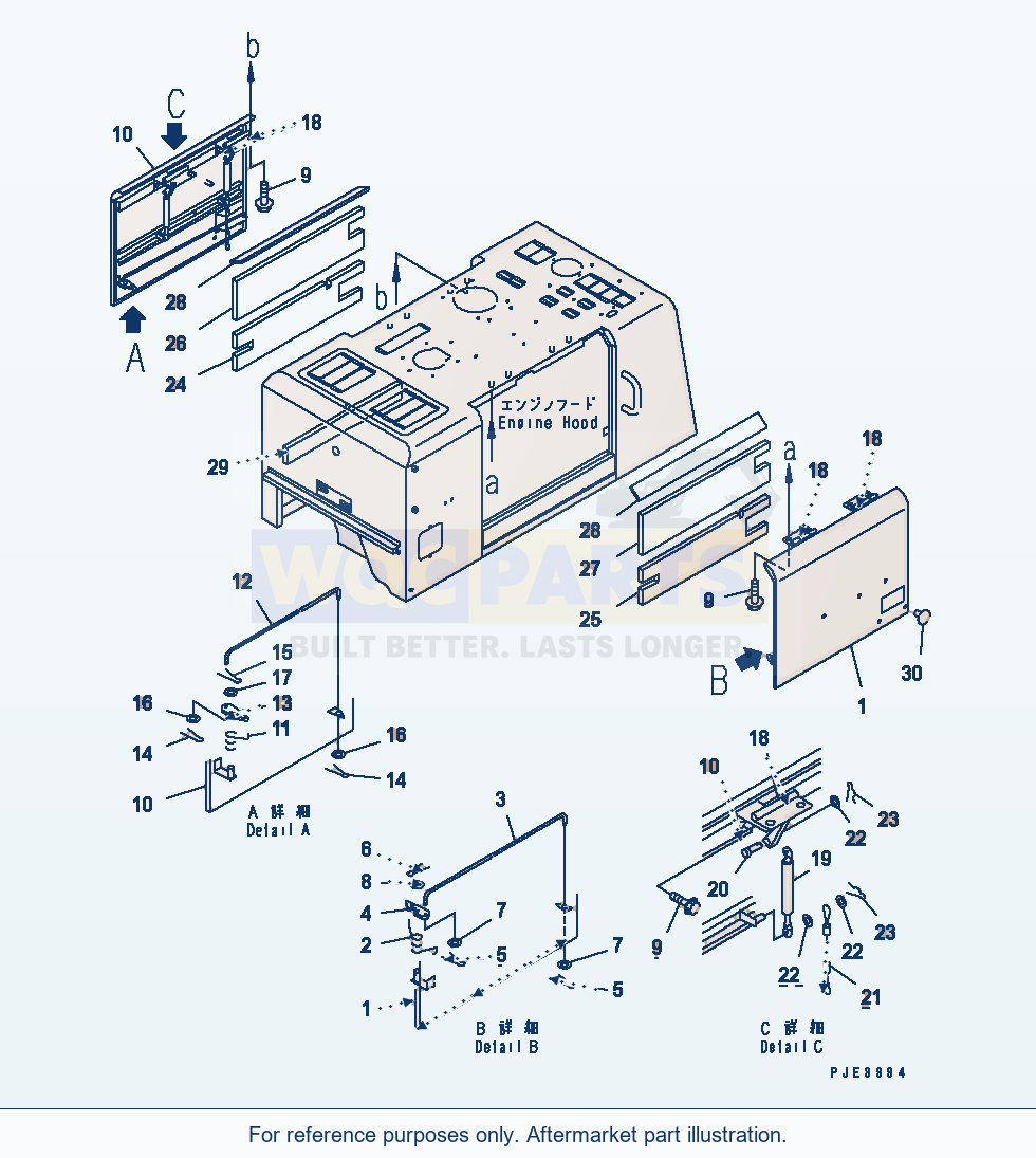 Komatsu WA250L-3 Hood Door parts diagram