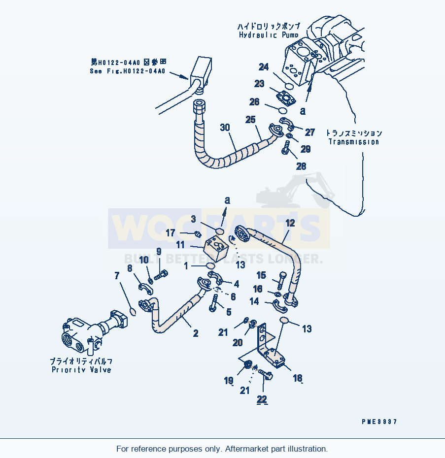 Komatsu WA250L-3 Hydraulic Piping (Delivery Line) parts diagram