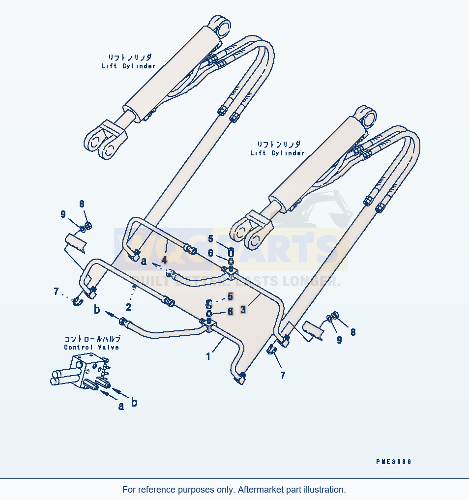Komatsu WA250L-3 Hydraulic Piping (Lift Cylinder Line) parts diagram