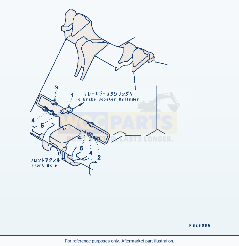 Komatsu WA250L-3 Brake Piping (Front Brake Line) parts diagram
