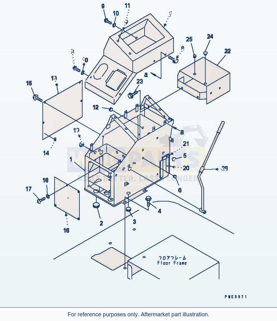 Komatsu WA250L-3 Floor (R.H. Console Box And Floor Cover) parts diagram