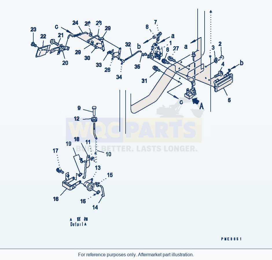 Komatsu WA250L-3 Rops Cab (Door Lock, L.H.) parts diagram