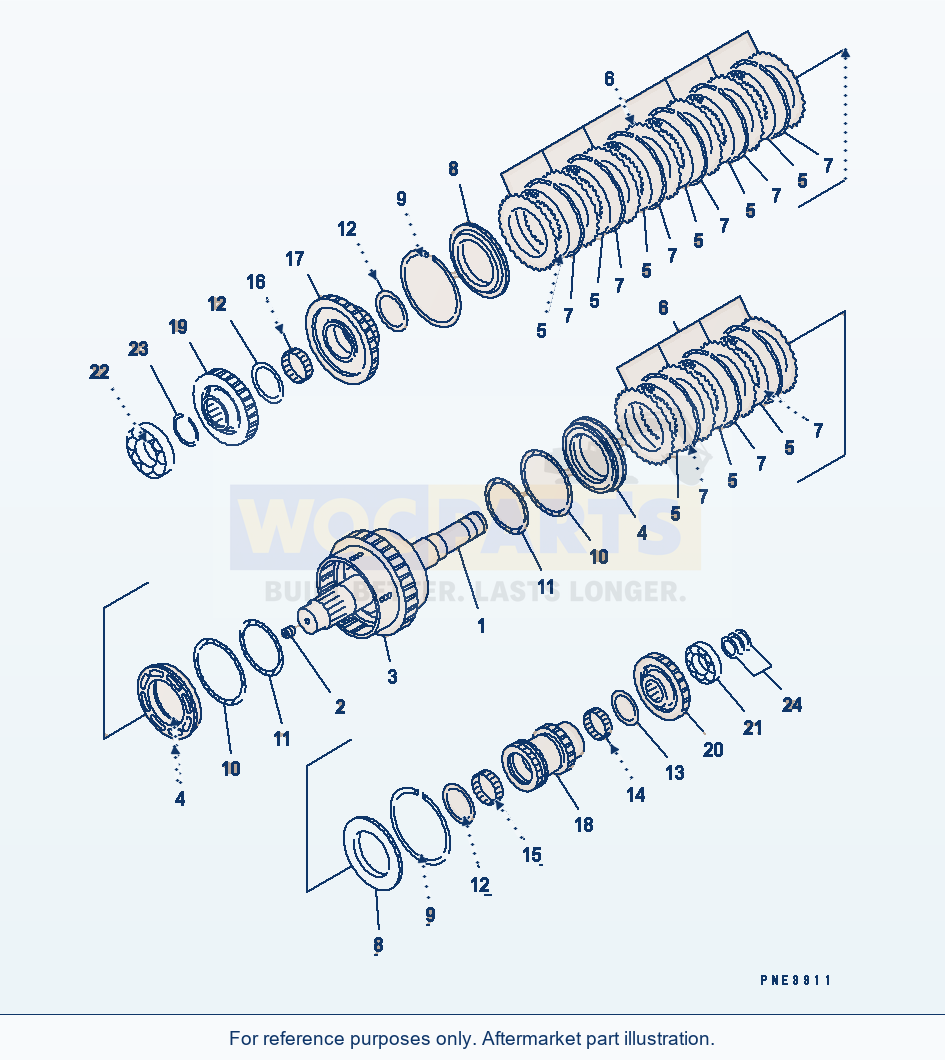 Komatsu WA250L-3 Transmission (2Nd And 4Th Clutch) parts diagram