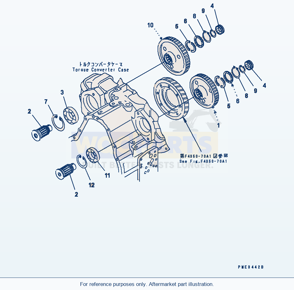 Komatsu WA250L-3 Transmission (P.T.O.) (For Emergency Steering) parts diagram