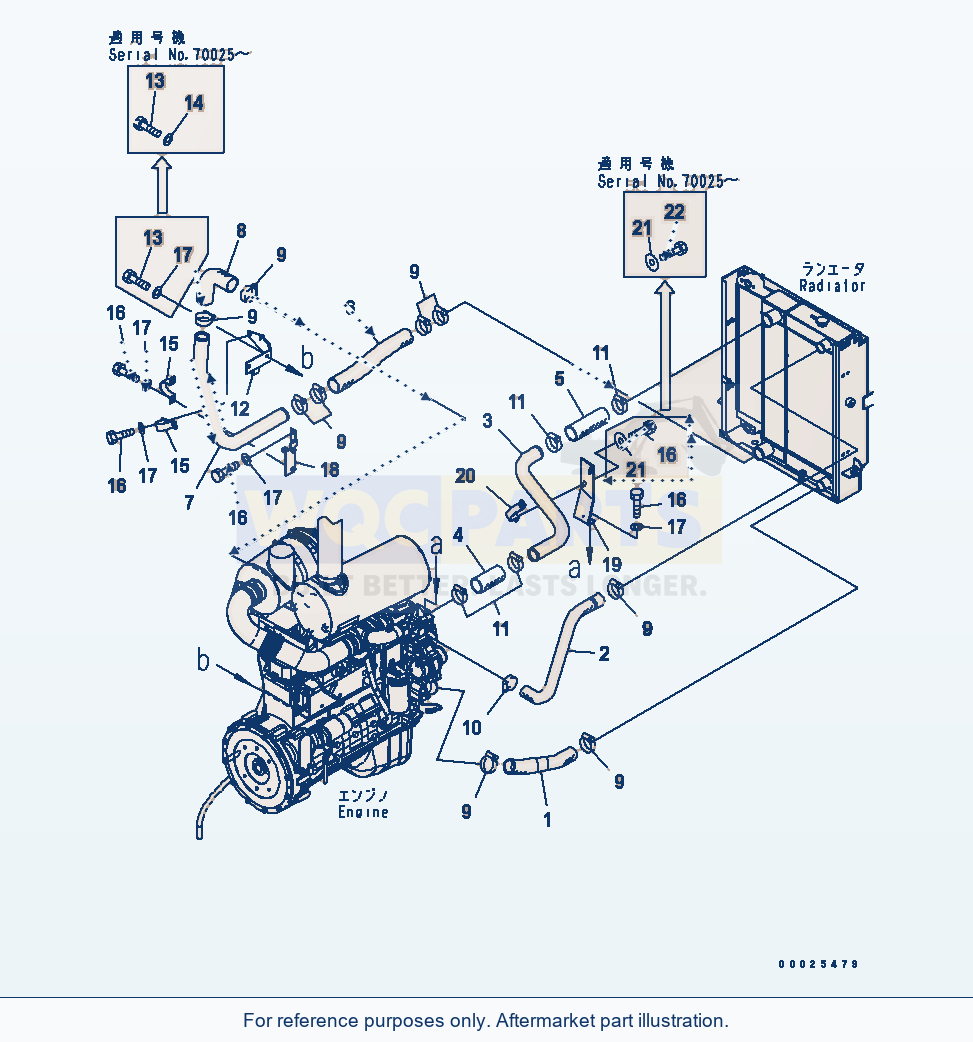 Komatsu WA250L-5 Cooling Line parts diagram