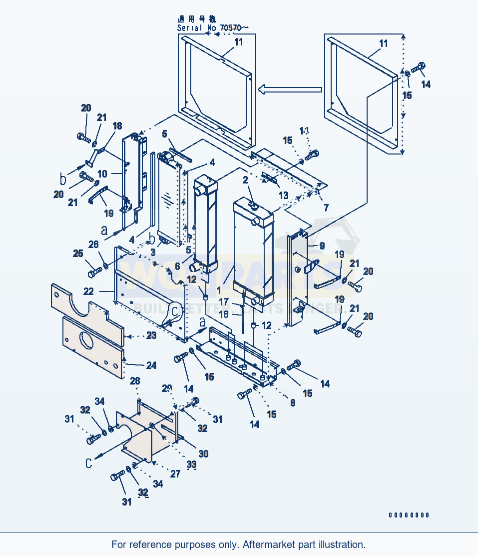 Komatsu WA250L-5 Radiator(#70445-) parts diagram