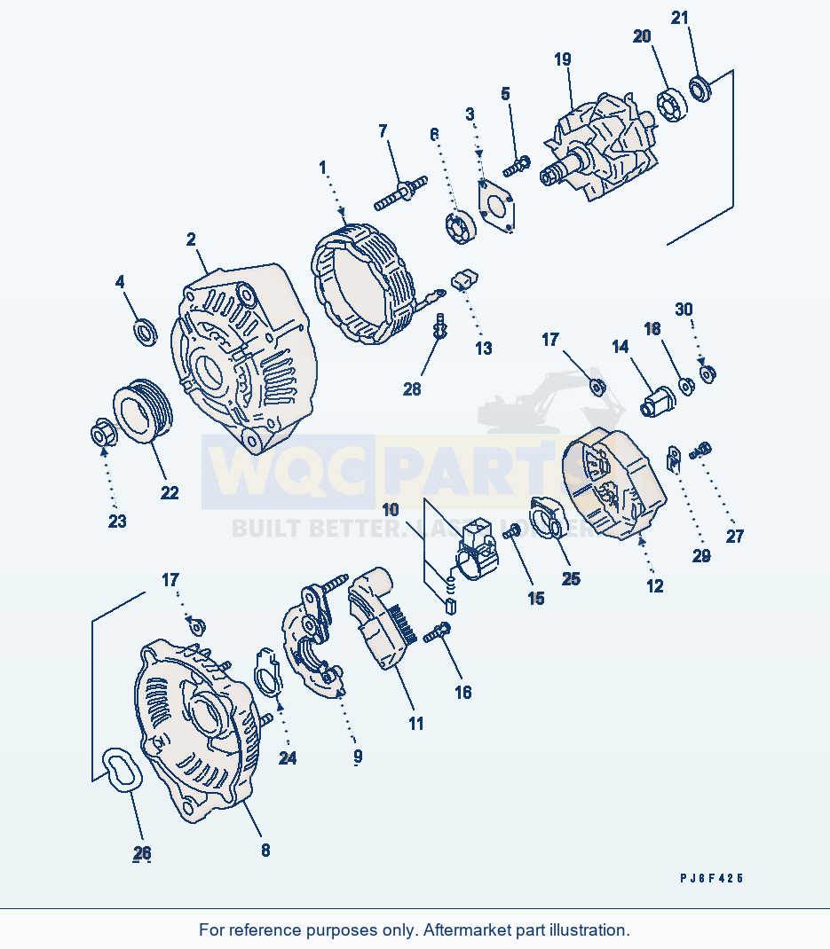 Komatsu WA250L-5 Alternator (35A) (Inner Parts)(#26315328-) parts diagram