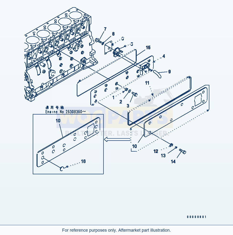 Komatsu WA250L-5 Camfollower Cover parts diagram